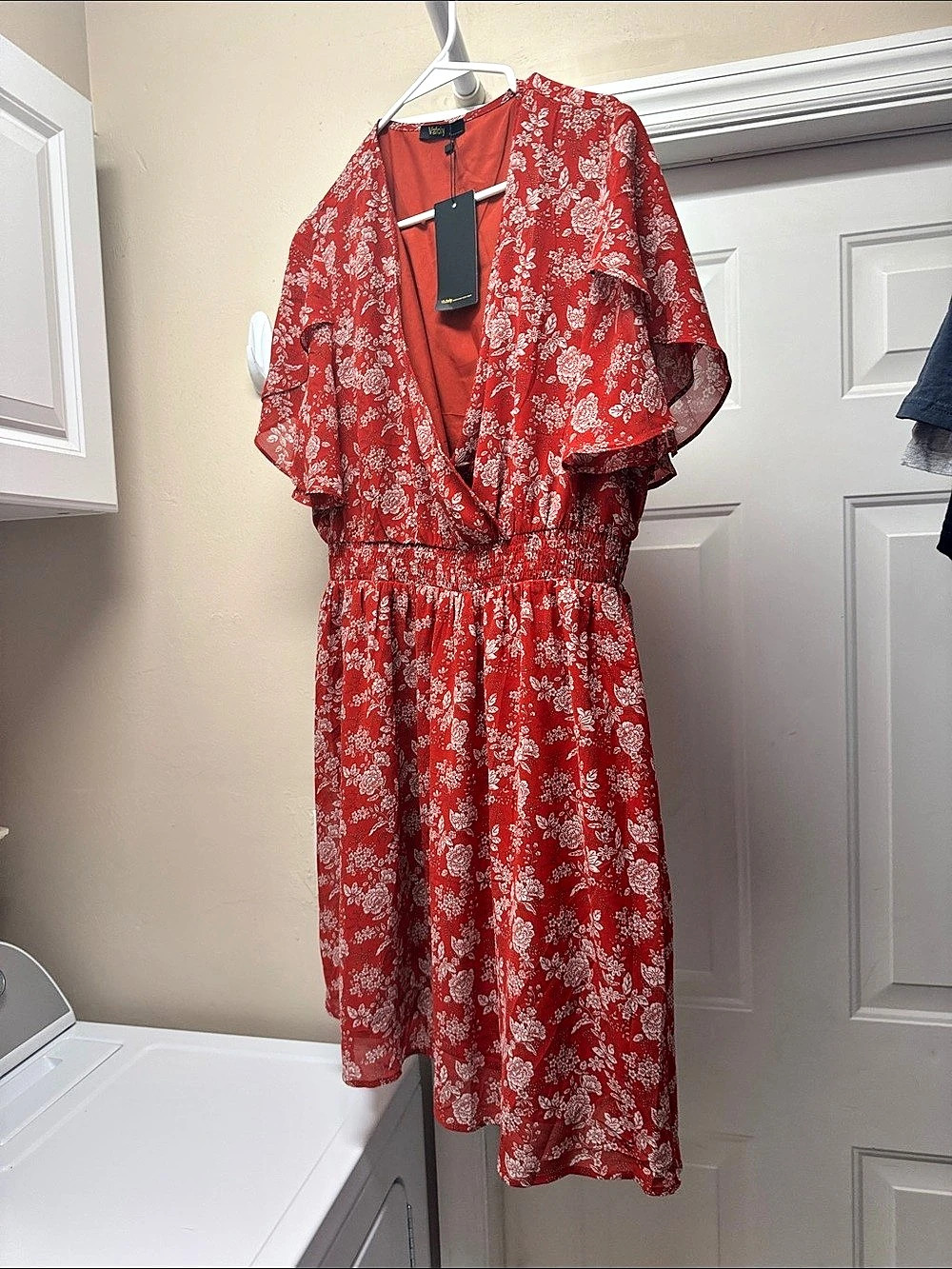 Romwe Floral Mini Dress in Red & White